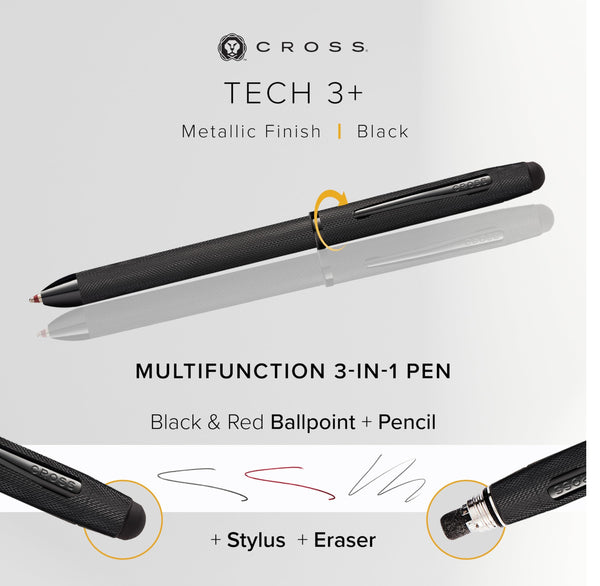 Lapicera Boligrafo Cross Tech3+ Brushed Black PVD