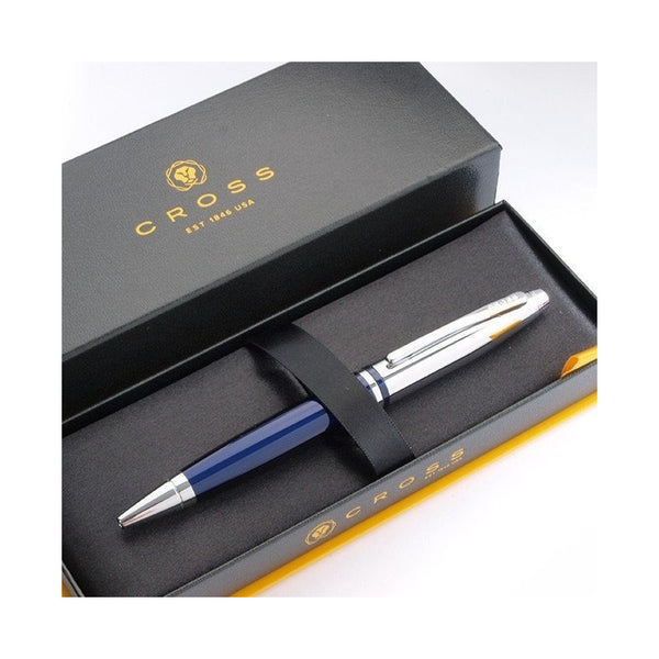 Lapicera Boligrafo Cross Calais Chrome/blue At0112-3
