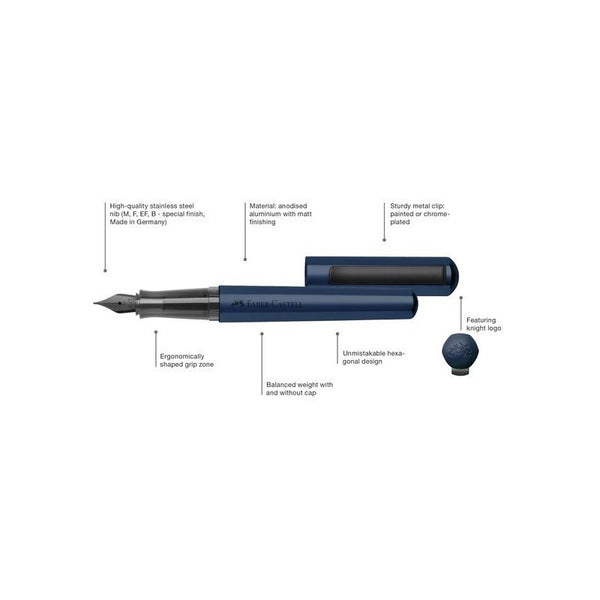 Lapicera Pluma Fuente Faber-castell Hexo - Blue Medium