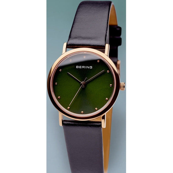 Reloj Bering Ladies Polished Silver Rgold Leather 13426-469
