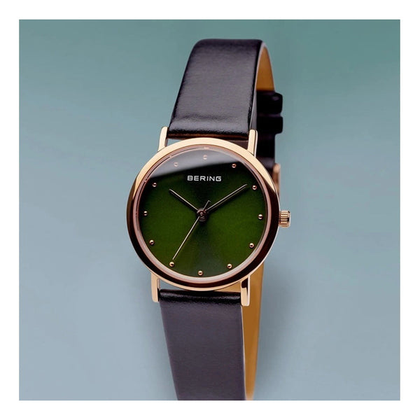 Reloj Bering Ladies Polished Silver Rgold Leather 13426-469