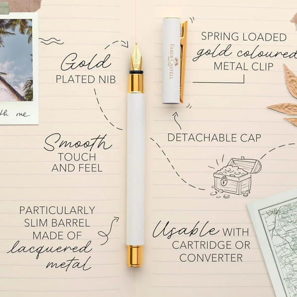 Lapicera Pluma Faber-Castell Neo Slim Marshmallow Gold - Medium (M)