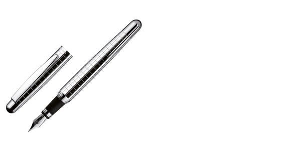 Pluma Fuente Otto Hutt Design02 Rectang-Guilloche Silver Platin (F)