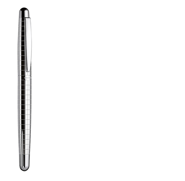 Pluma Fuente Otto Hutt Design02 Rectang-Guilloche Silver Platin (F)