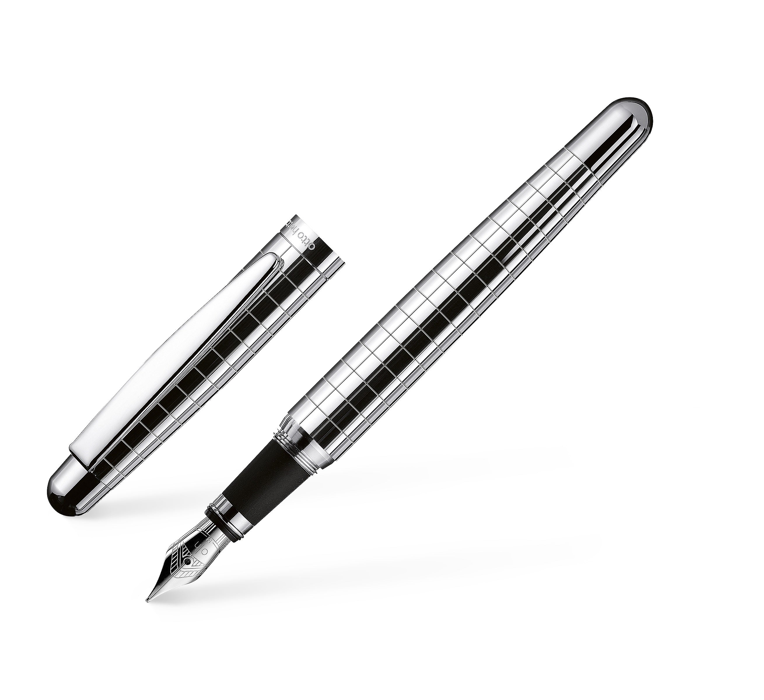 Pluma Fuente Otto Hutt Design02 Rectang-Guilloche Silver Platin (F)