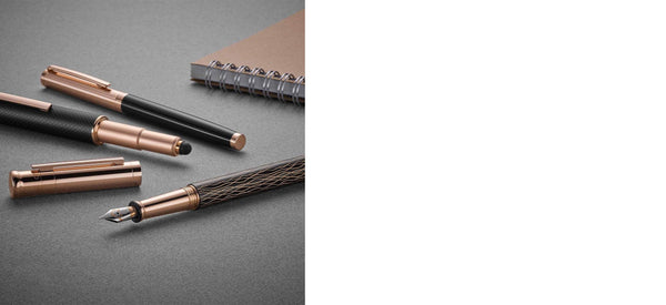 Boligrafo Otto Hutt Design04 Wave Guilloche Black Rosegold