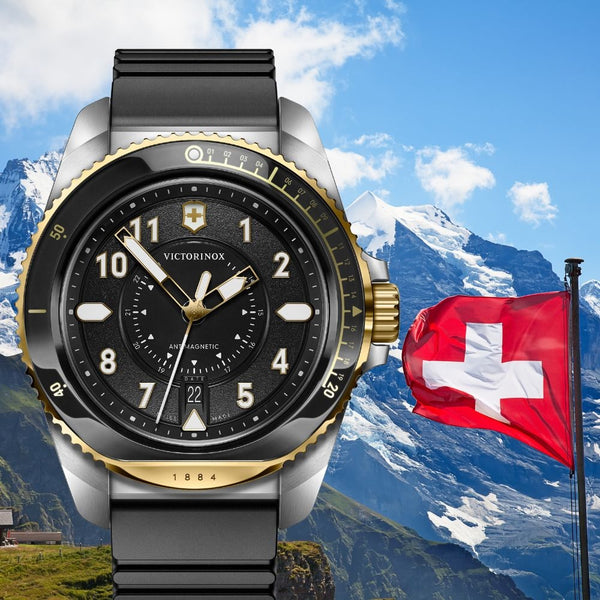 Reloj Victorinox Journey 1884 Black Gold Rubber Strap Black 43mm 242014