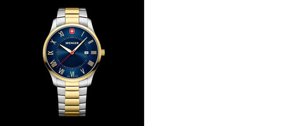 Reloj Wenger Classic City Steel Gold Blue Roman Cuarzo 01.1441.141