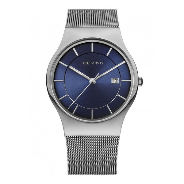 Reloj Bering Men Watch Polished Silver Blue Dial 11938-003