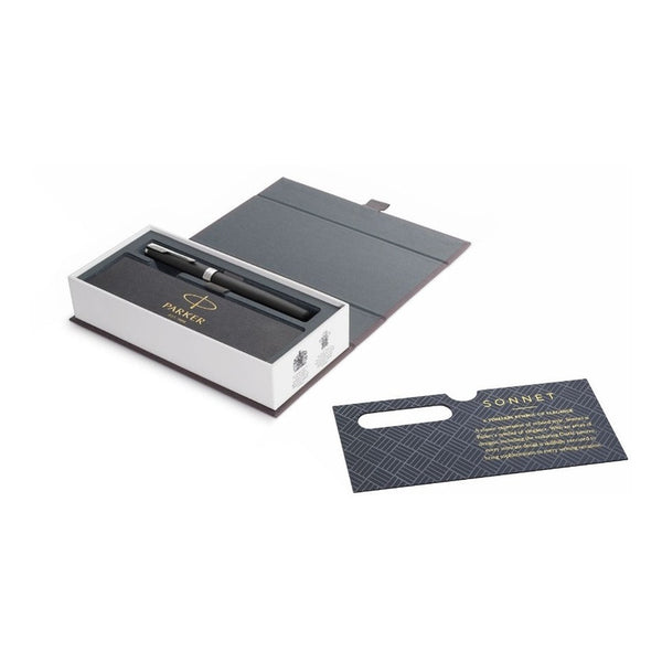 Lapicera Pluma Parker Sonnet Matte Lacquered Black Silver (M)