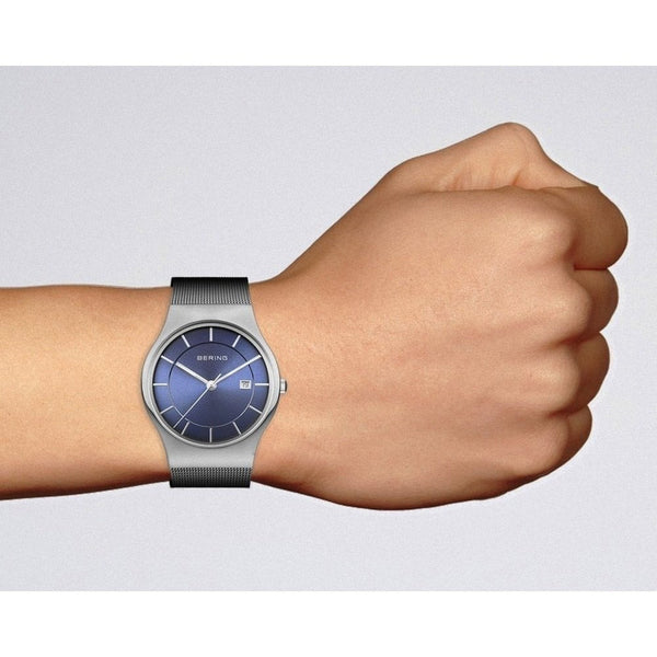 Reloj Bering Men Watch Polished Silver Blue Dial 11938-003