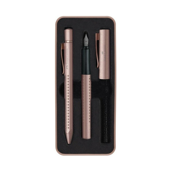 Lapicera Set Grip Faber-castell Oro Rosa Pluma + Boligrafo