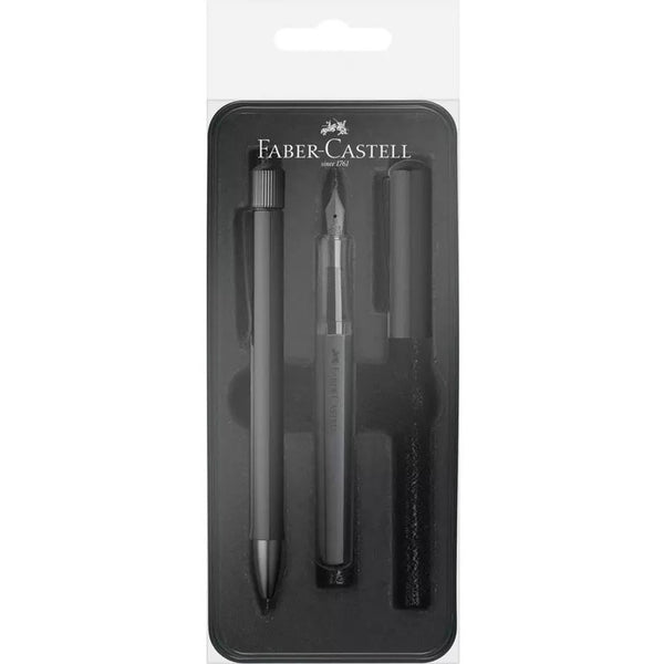 Lapicera Set Hexo Faber-castell Mate Black Pluma + Boligrafo