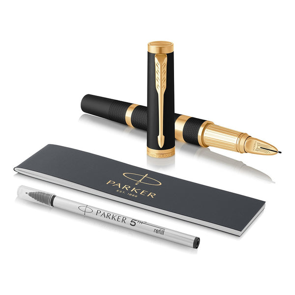 Lapicera Parker 5th Ingenuity Large Black Rubber Gold Trim