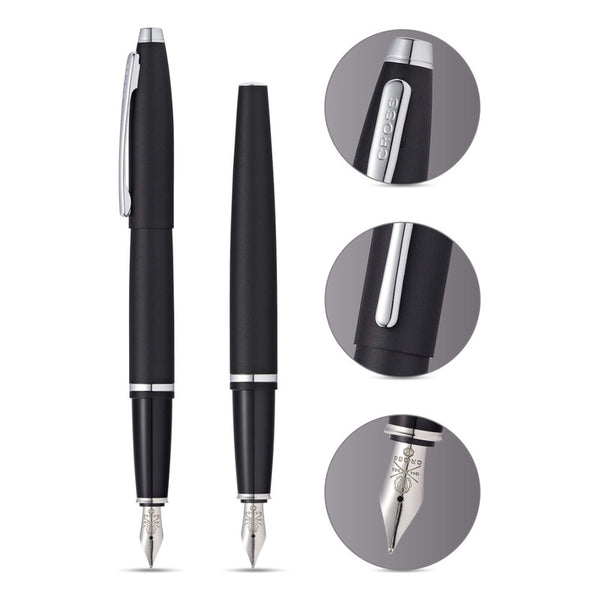 Lapicera Pluma Fuente Cross Calais Black Matte At0116-14ms