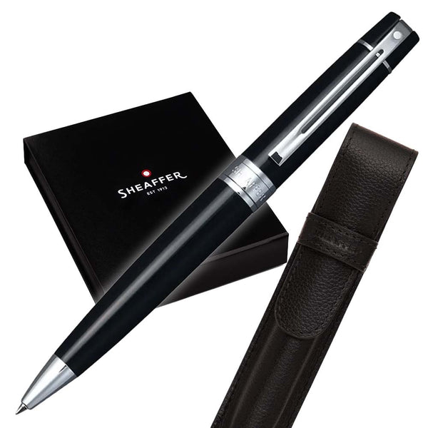 Lapicera Set Sheaffer Boligrafo 300 Glossy Black CT + Estuche