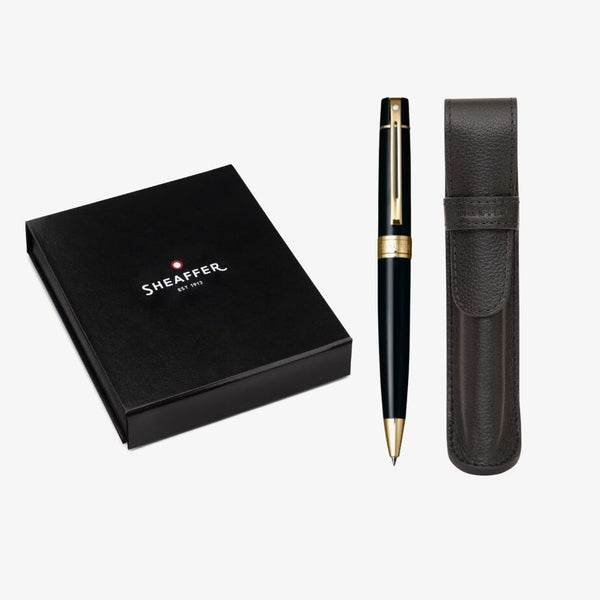 Lapicera Set Sheaffer Boligrafo 300 Glossy Black GT + Estuche