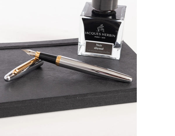 Lapicera Pluma Fuente Sheaffer Vfm Chrome With Gold Trim Gt