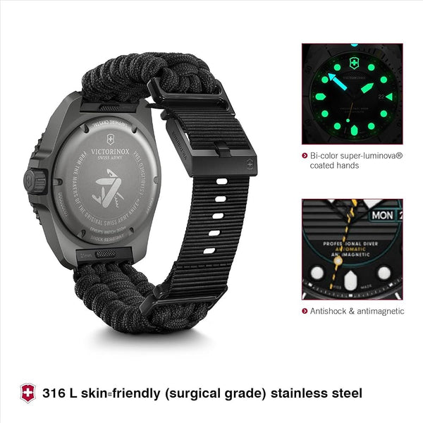 Reloj Victorinox Diver Pro Paracord Strap Black 43mm 241993.1