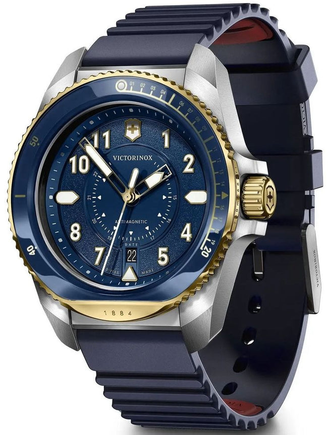 wata Reloj Victorinox Journey 1884 Blue Gold Rubber Strap Blue 43mm