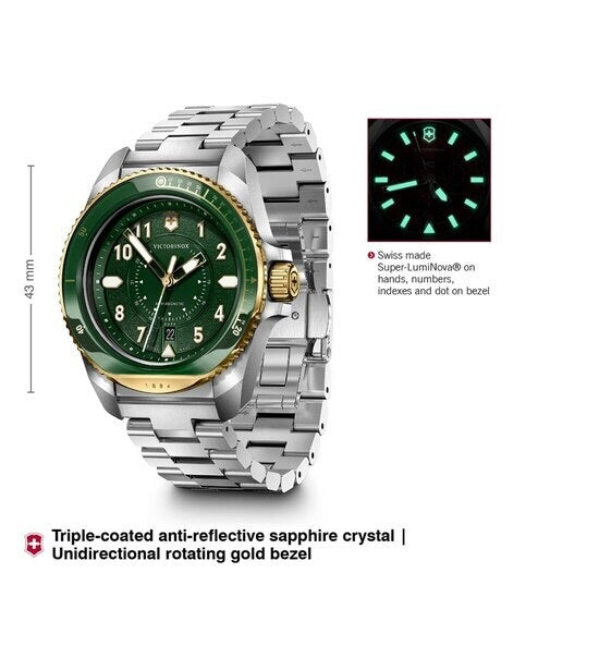 Reloj Victorinox Journey 1884 SSGold Strap Green 43mm 242012