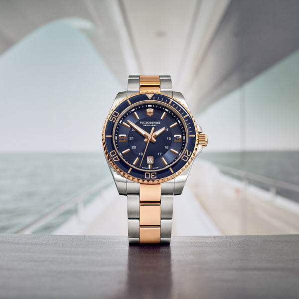 Reloj Victorinox Maverick SSGolden Blue 43mm 241950