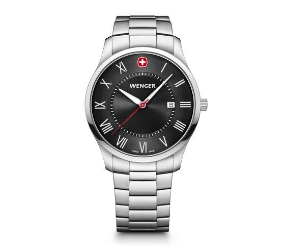 Reloj Wenger Classic City Steel Black Roman Cuarzo 01.1441.140