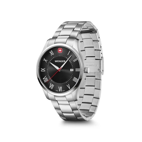 Reloj Wenger Classic City Steel Black Roman Cuarzo 01.1441.140