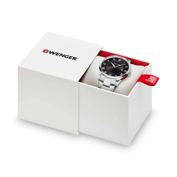Reloj Wenger Classic City Steel Black Roman Cuarzo 01.1441.140