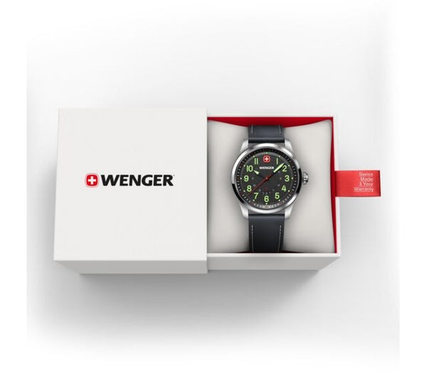 Reloj Wenger Terragraph Black Leather Strap Black 01.0541.121