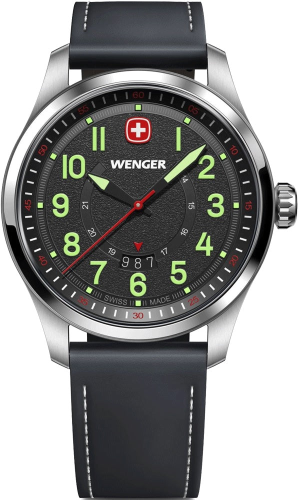 Reloj Wenger Terragraph Black Leather Strap Black 01.0541.121