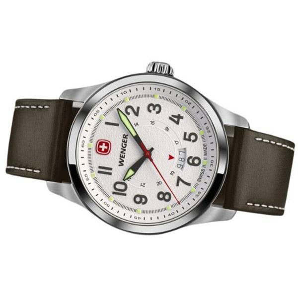 Reloj Wenger Terragraph Brown Leather Strap White 01.0541.120