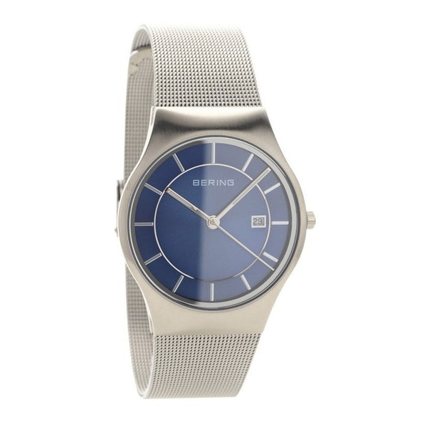 Reloj Bering Men Watch Polished Silver Blue Dial 11938-003